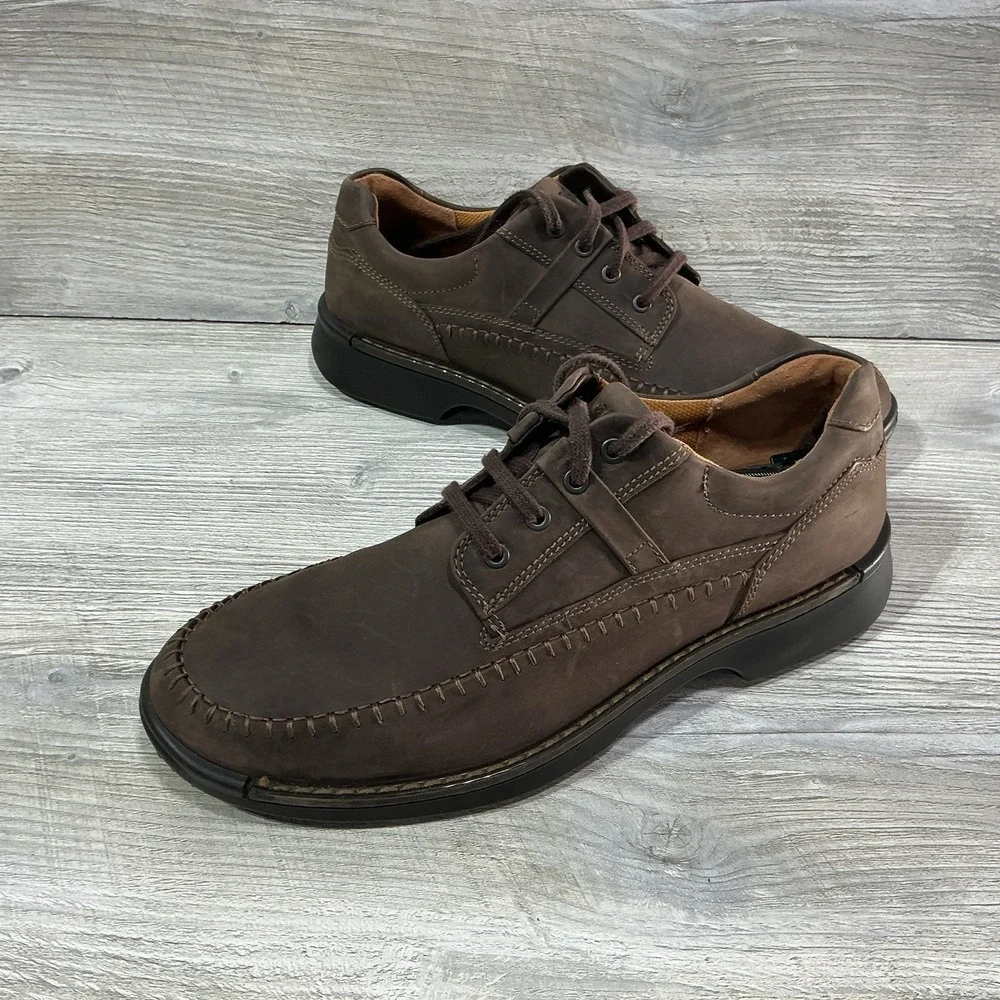 Ecco Fusion II Moc Cocoa Brown Leather Casual Lace Up Mens Shoes Size 13 EU 47